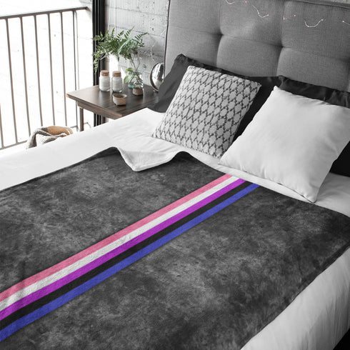 Grunge Genderfluid Pride Flag Stripe Velveteen Plush Blanket
